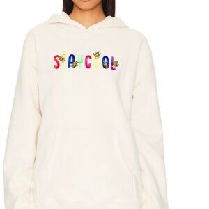 Stay Cool NYC Pizza Party Hoodie Large Cream Revolve Y2K Retro Streetwear Rare